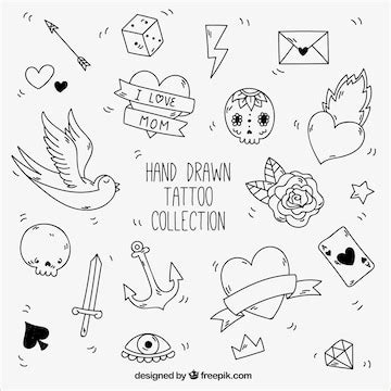 Black and white elements for vintage tattoos | Free Vector