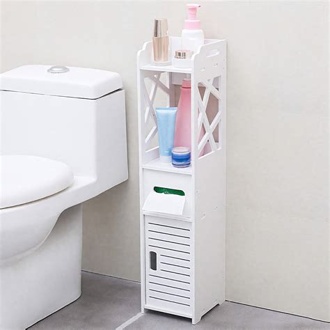 YUTK Bathroom Storage Cabinet White Bathroom Floor Cabinet Freestanding ...