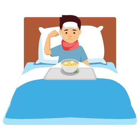 Illustration of a Sick Kid Boy Eating a Bowl of Food in Bed. 27200309 Vector Art at Vecteezy