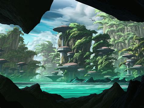 Download wallpaper 1400x1050 island, rocks, buildings, fantasy, sci-fi ...