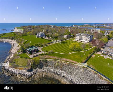 Marble House and Cliff Walk aerial view at Newport, Rhode Island RI ...