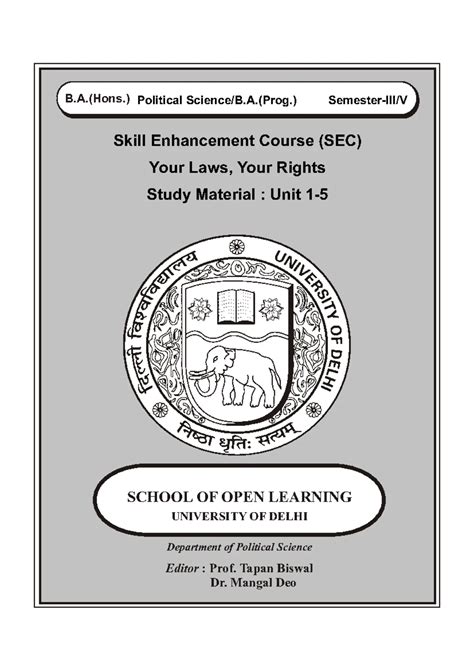 SOL Notes Your Laws Your Rights - Skill Enhancement Course (SEC) Your ...