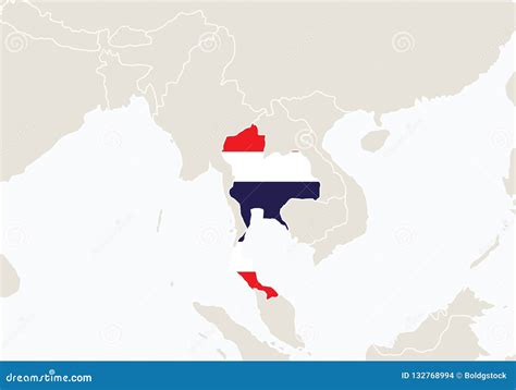 Asia with Highlighted Thailand Map Stock Vector - Illustration of country, bangkok: 132768994