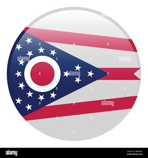 Flag of Ohio state. Ohio circle flag 3d logo icon computer vector ...