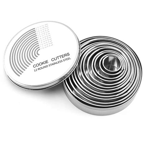 Buy Round Cookie Cake Cutter Set - 12 Pack Pastry Cutters Stainless ...