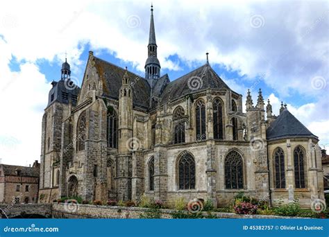 Gothic Style Church in Old French Town in France Stock Image - Image of ...