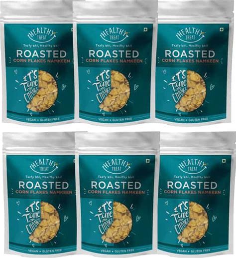 Buy HEALTHY TREAT ROASTED CORN FLAKES NAMKEEN 600 GM (PACK OF 6, 100 GM ...