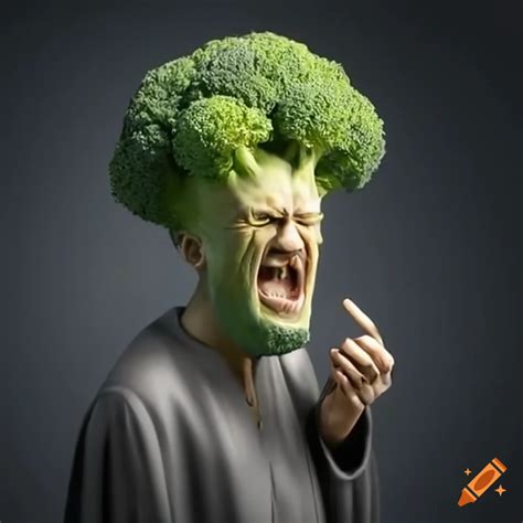 Satirical image of a philosopher with a broccoli head on Craiyon