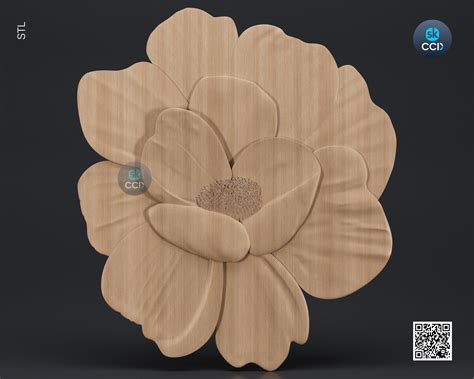 Wood Wall Art, Peony STL Model, CNC Router Carving ArtCAM File, Wall S ...