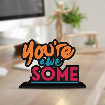 Buy Artvibes Wooden Idols and Figurine You're Awesome Quote Table Decor ...