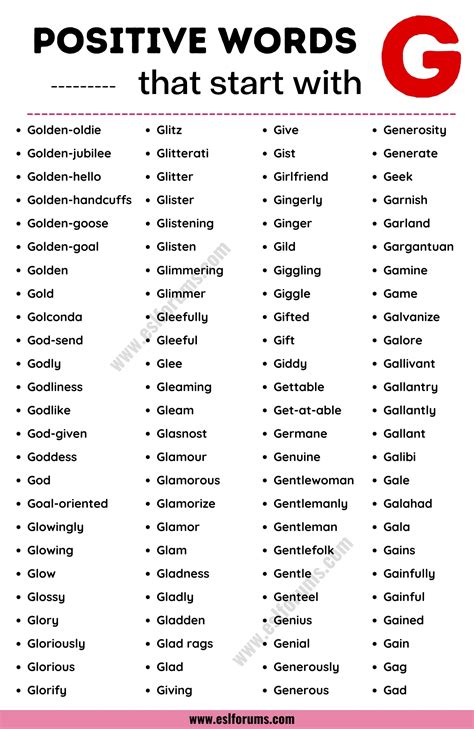 718 "Great" Positive Words that Start with G - ESL Forums