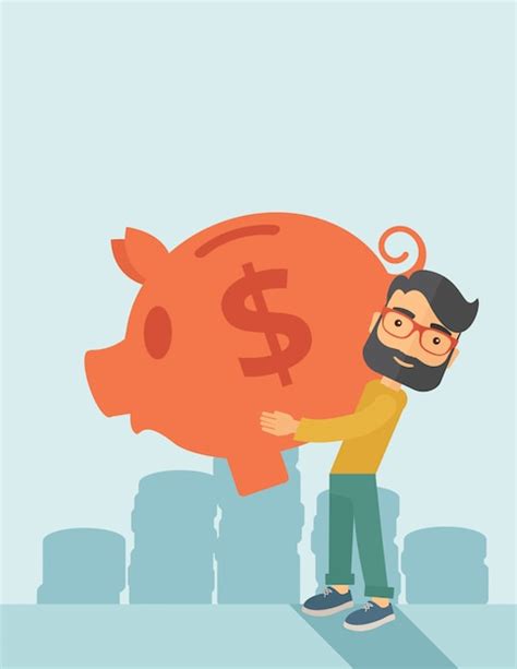 Man with his big piggy bank | Premium Vector