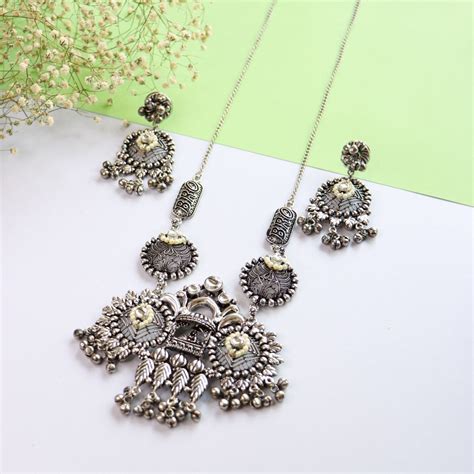 ' MRIGNA ' Oxidised Necklace Set – I Jewels