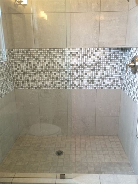 24" deco mosaic tile in shower | Flooring, Bathroom, Mosaic tiles