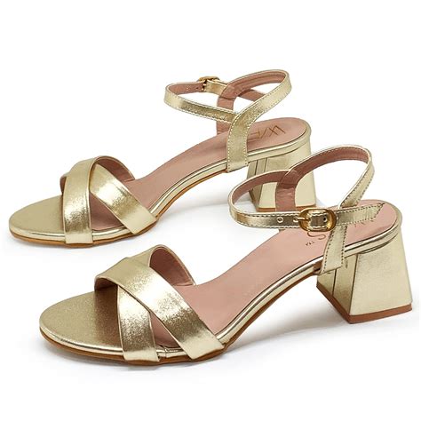 Buy WFS Women Party 2.5 Inch Block Heel Sandal,Gold,36 at Amazon.in