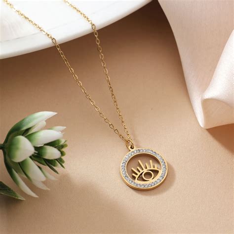 Elegant Gold Color Stainless Steel 18K Gold Plated Anti Tarnish Neckla ...
