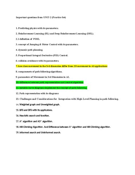 Important questions from UNIT 2 - Predicting physics with its ...