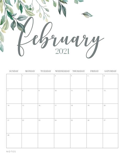 Free Printable February 2021 Calendars - World of Printables