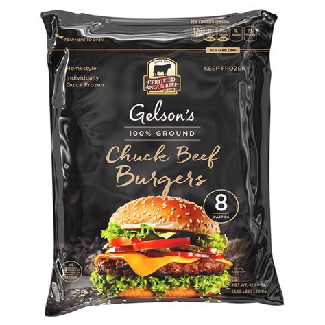 Gelson's 100% Ground Chuck Burgers, Certified Angus Beef (42.64 oz ...
