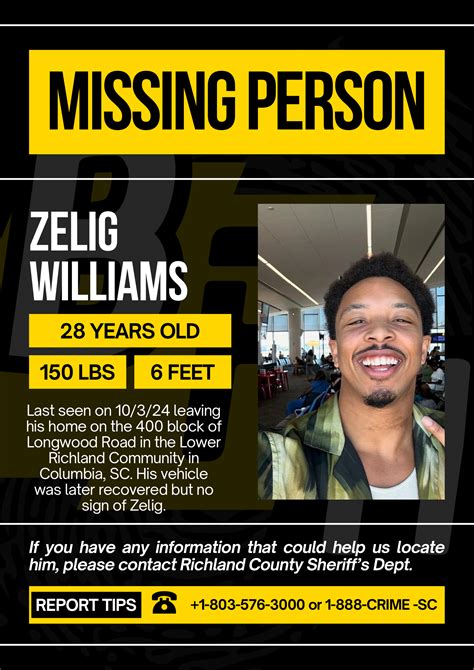 Press Conference Update: Missing 28yo SC Native Zelig Williams - BFMG.news