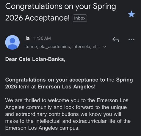 Thrilled to announce my acceptance into Emerson College Los Angeles ...
