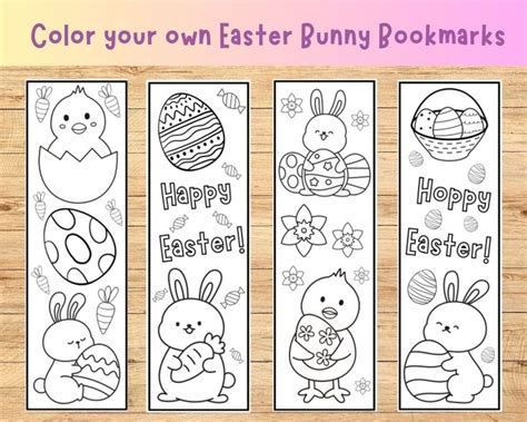 Printable Easter Coloring Bookmarks, Color Your Own Bookmarks, Bunny ...
