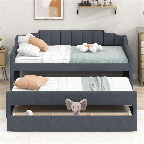 MERITLINE Gray Twin Upholstered Daybed with Twin India | Ubuy