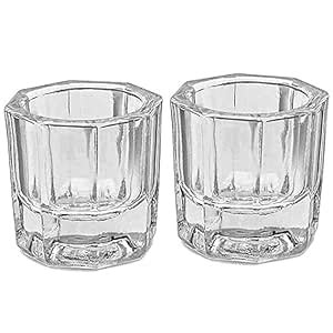 Buy 2 Pack Dappen Dish Cups for Nail Art Acrylic Liquid - Clear Glass ...