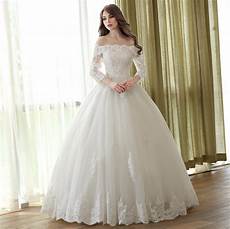 Shoulder Wedding Gowns by Shoulder Lace Gown Wedding Dresses 3 4 Sleeve Shoulder Wedding Gowns