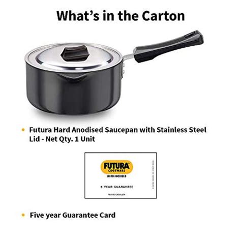 Futura Induction Hard Anodised Induction Base Sauce Pan with Steel Lid ...