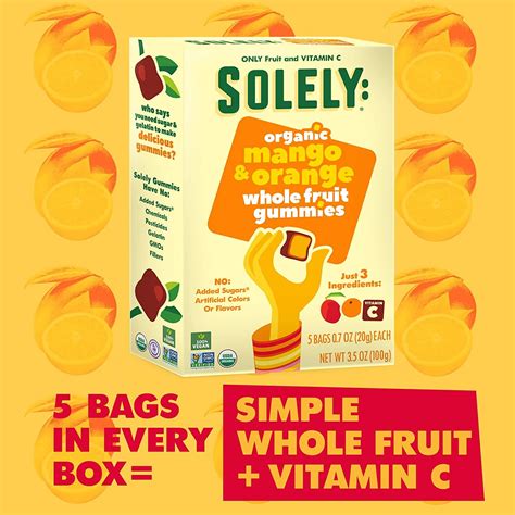 SOLELY Organic Mango Orange Fruit Gummies 3.5 oz | Vegan & Natural ...