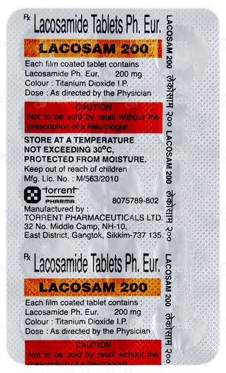 Lacosam 200 MG | Order Lacosam 200 MG Tablet Online at Truemeds