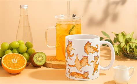 Buy FUNKYFINDS Orange Tabby Cat Funny Ceramic Coffee Mug or Tea Mugs ...