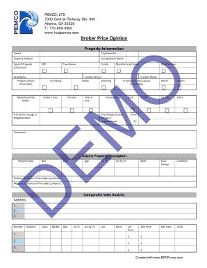 Broker Price Opinion Form - Blank Fillable Template | Fill Out, Print ...