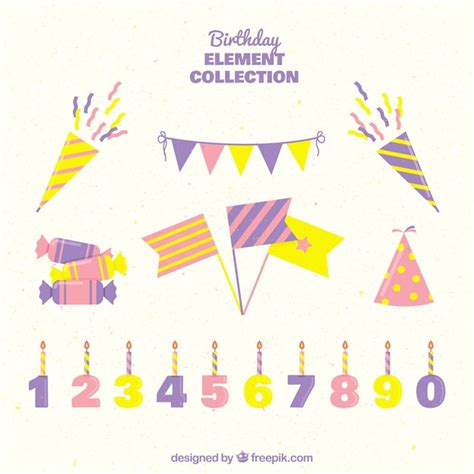 Nice collection of birthday elements | Free Vector