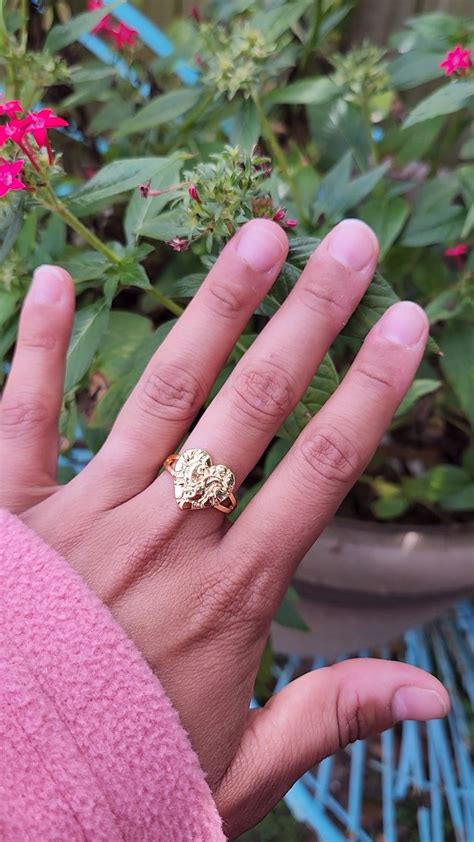 Nugget Heart Ring for Women/girl Gold Plated, Adjustable Ring Size. - Etsy