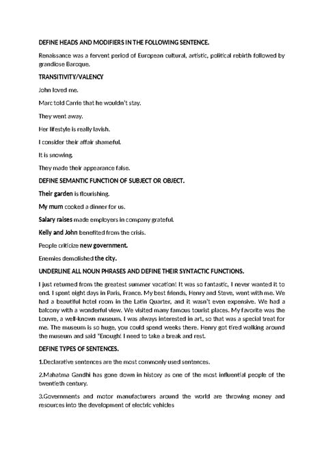 SYN-additional - DEFINE HEADS AND MODIFIERS IN THE FOLLOWING SENTENCE ...