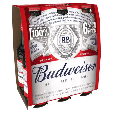 Budweiser Lager Beer Bottles 6 x 300ml - One Stop