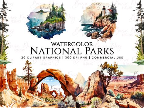Watercolor National Parks Clipart Bundle Graphic by busydaydesign ...