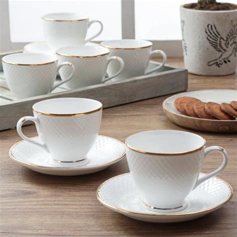 Buy Diamond Tea Cup & Saucer Set of 12 Online – Rasoi Shop