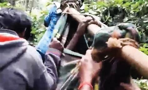 ஏற்காட்டில் மலைக் கிராமத்துக்கு சாலை வசதி இல்லாததால் நோயாளியை தொட்டில் ...