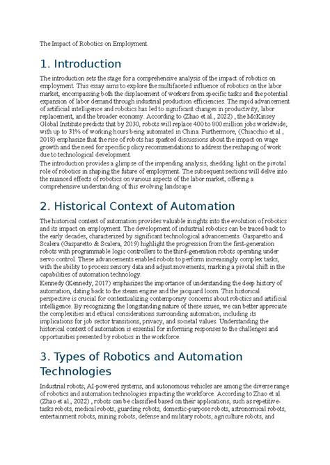 Robotics - research paper - The Impact of Robotics on Employment 1 ...