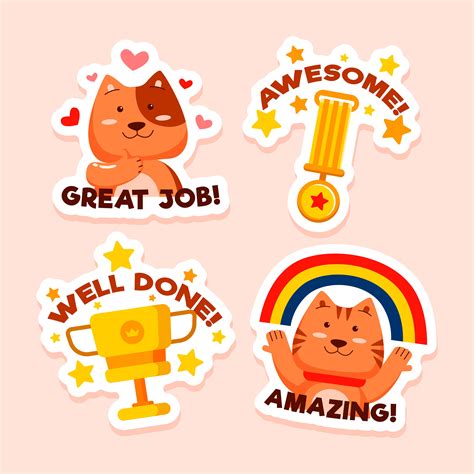 Collection of Good Job and Great Job Stickers with Cute Animal Designs