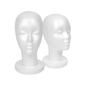 Studio Limited White Foam Mannequin Head Display, Styrofoam Wig Head (2 ...