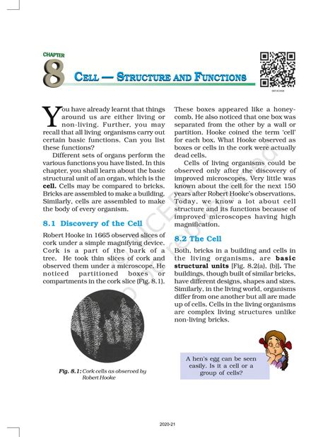Cell Structure And Functions - NCERT Book of Class 8 Science