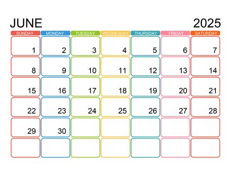 Calendar for June 2025 – free-calendar.su