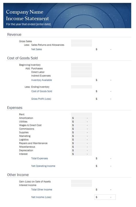 Image result for Create Business Income Statement Example