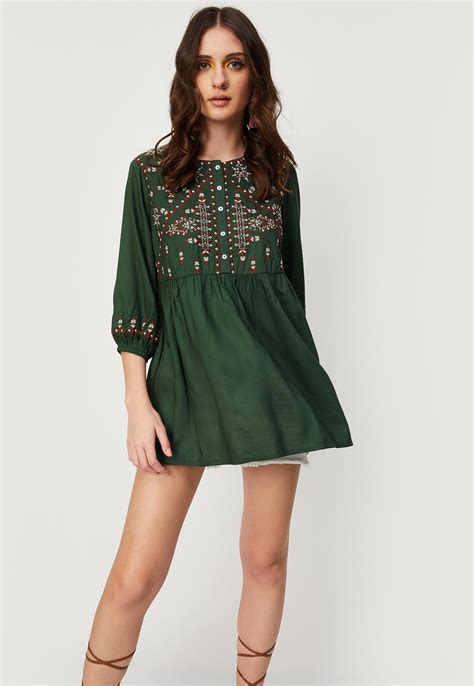 Buy Women Embroidered Button-Down Tunic Online at just Rs. 799.0 ...
