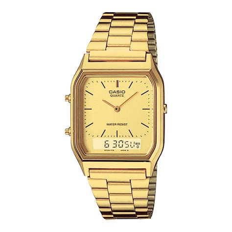 CASIO VINTAGE AQ-230GA-9DHDF Gold Analog-Digital Dial Unisex Watch ...