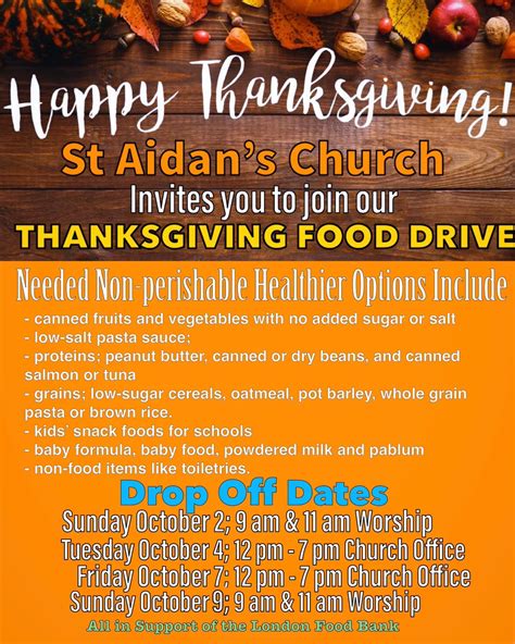 Thanksgiving Food Drive! | St Aidan's Anglican Church